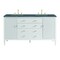 James Martin Vanities 60'' Double Vanity, Bright White w/ 3 CM Parisien Bleu Quartz Top 485-V60D-BW-3PBL - alternate 1